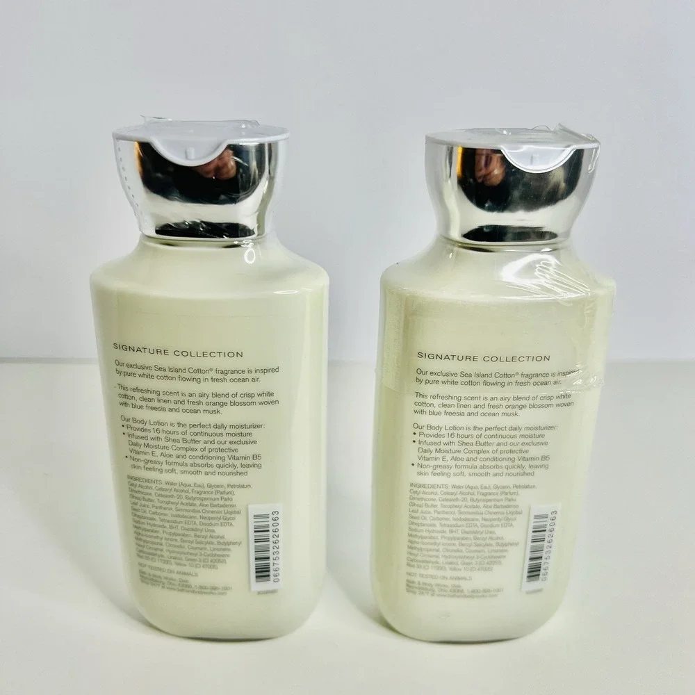 Bath & Body Works Sea Island Cotton Discontinued Body Lotion 8 oz 2 Pack Sealed - Picture 4 of 6